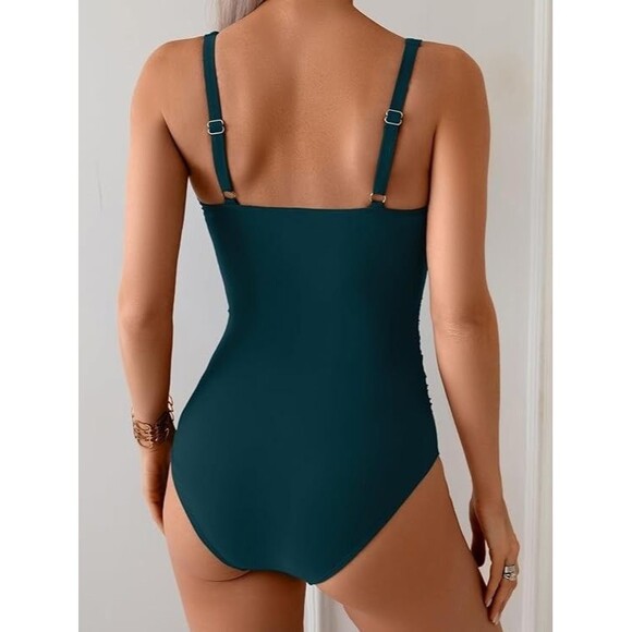 Womens S Underwire One Piece Swimsuit Tummy Control Ruched Bathing B2prity Green - Picture 3 of 16